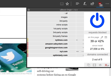 uBlock Origin Screenshot
