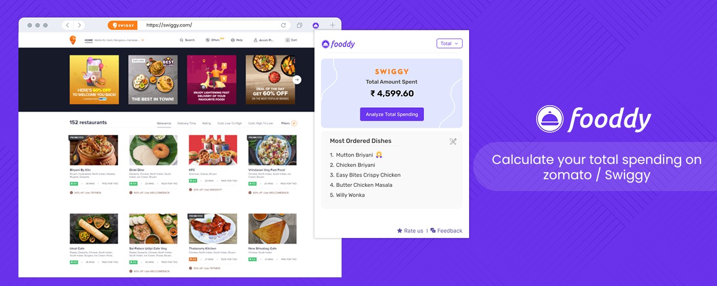 Spending Calculator for Swiggy™ and Zomato™