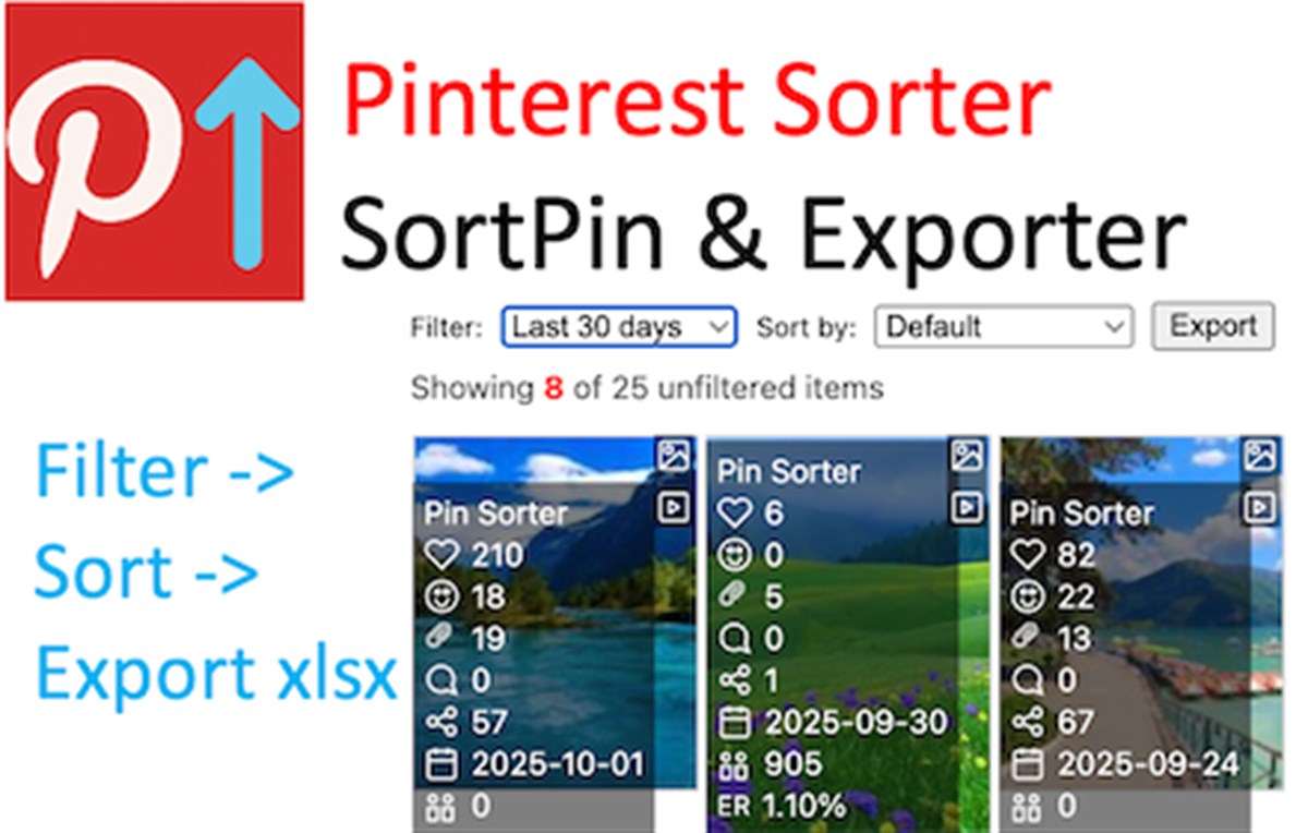 Pinterest sort extension Plus - Pinterest Sorter - SortPin