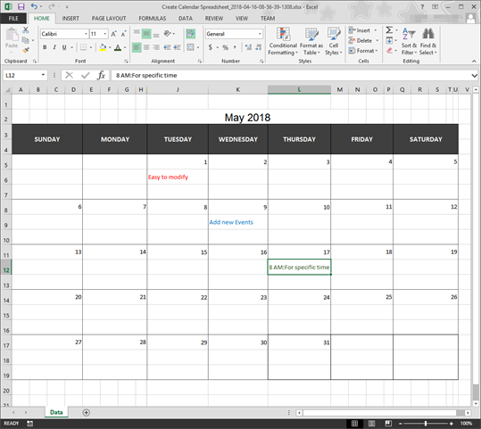 Create Calendar Spreadsheet screenshot 5
