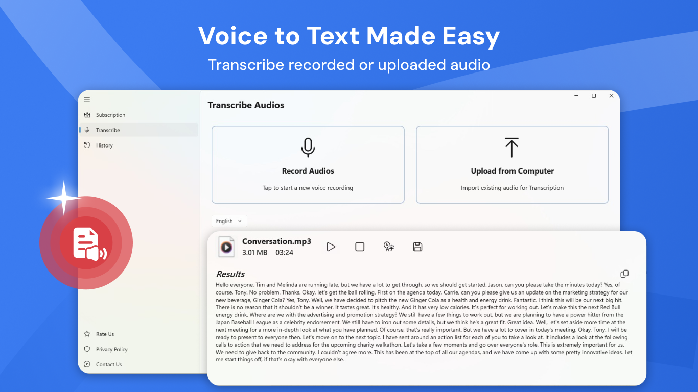 Summary AI Meeting Note Taker - Transcribe Speech to Text screenshot