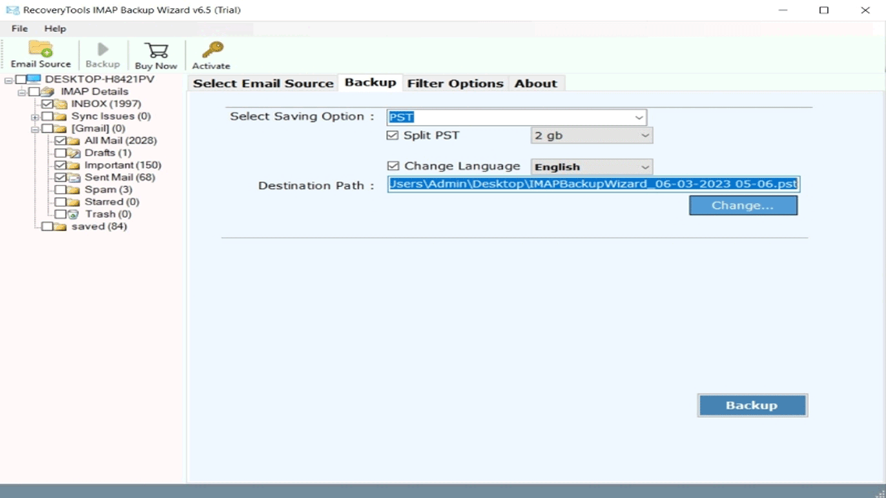 Snapshot 5 of RecoveryTools IMAP Backup Software