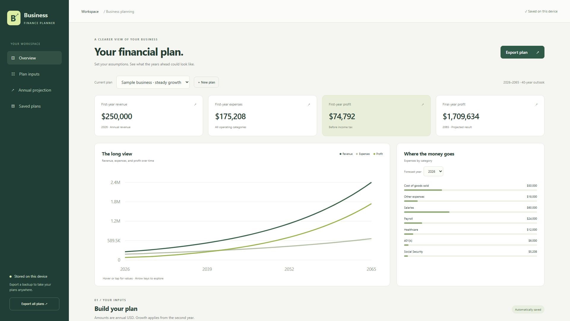 Business Finance Planner screenshot