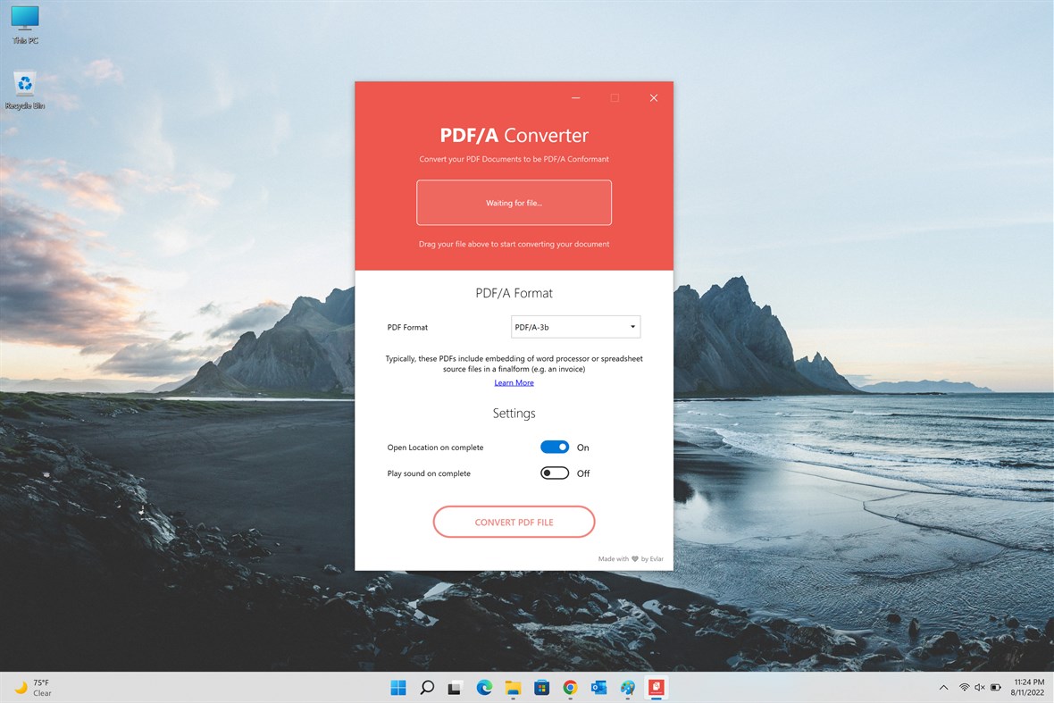 #1. PDF/A Compliance Converter (Windows) By: EvlarSoft LLC