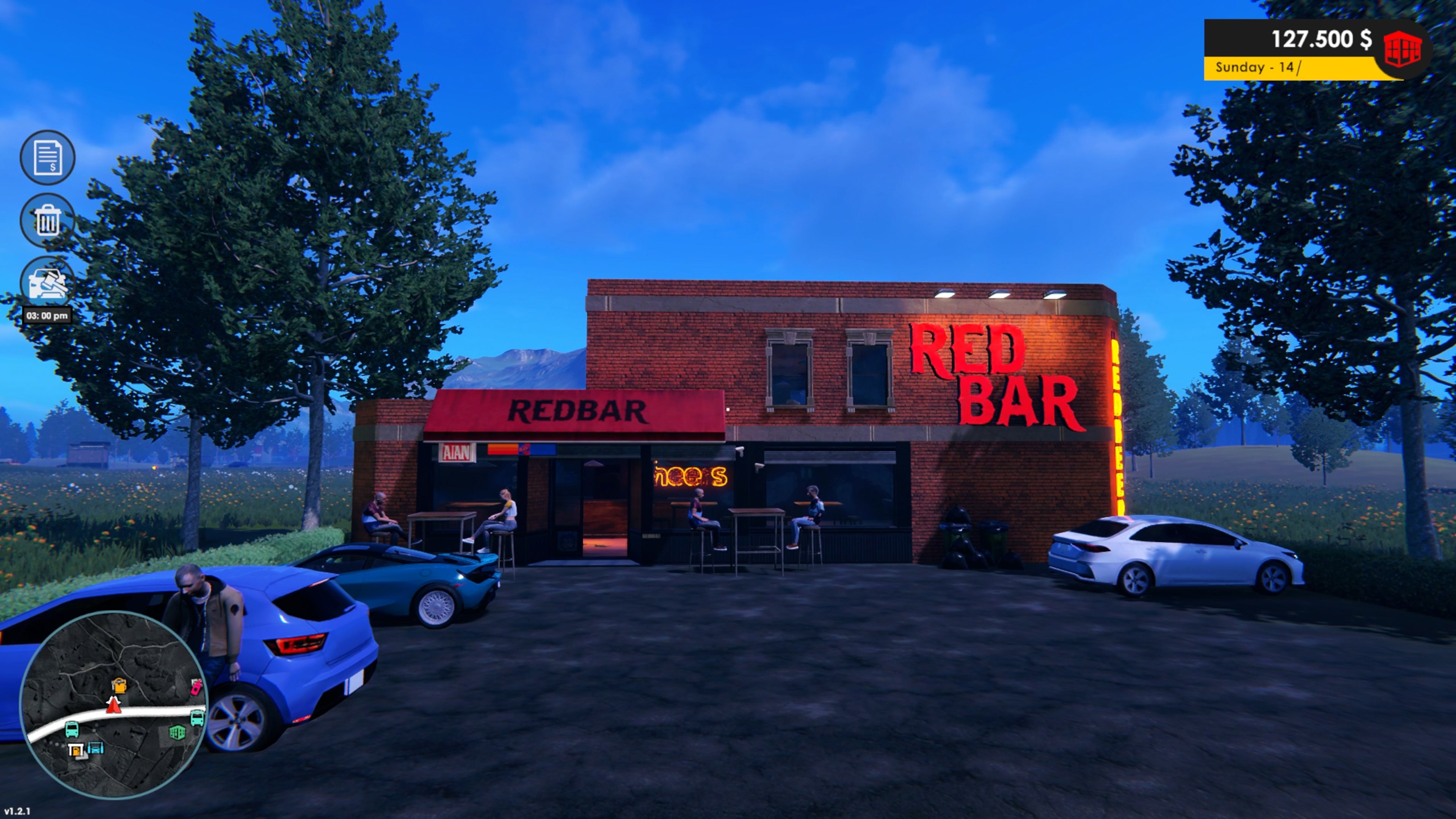 夜間的展示中心與燈光效果