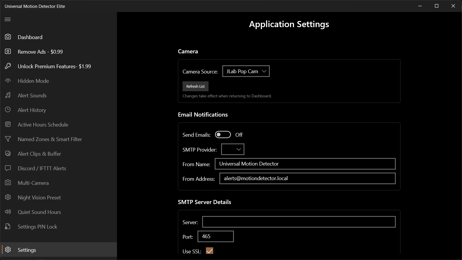 Universal Motion Detector Elite screenshot