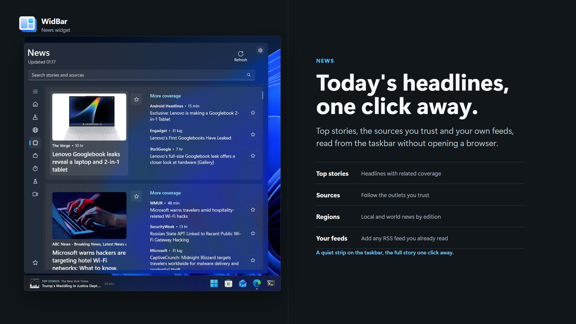 WidBar - Widget Taskbar system screenshot