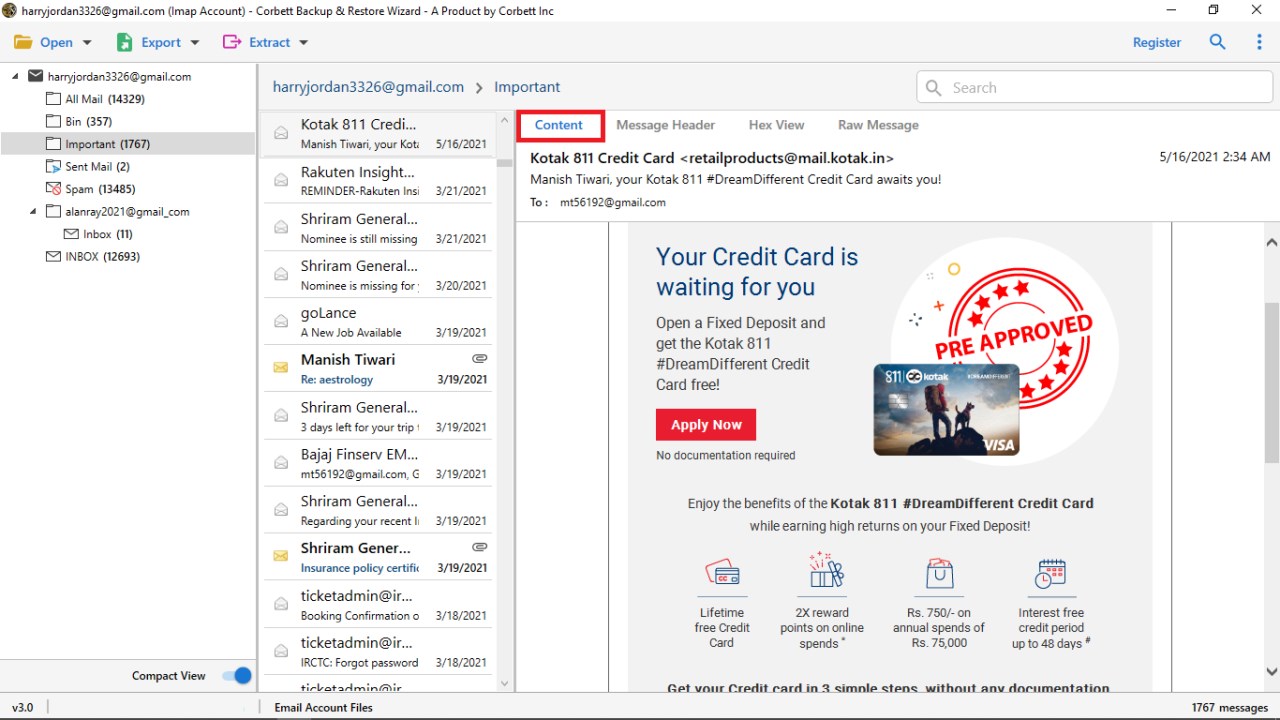 Snapshot 3 of Corbett Email Address Extractor