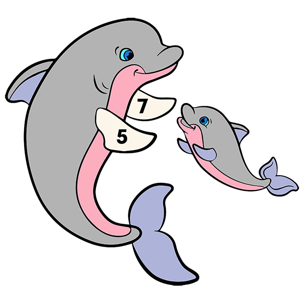 Dolphin Color By Number - Aquatic Animals Coloring Book