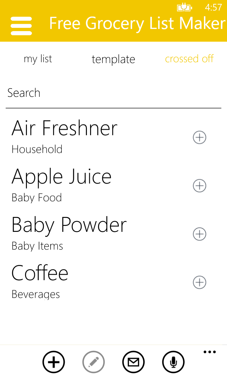 Free Grocery List Maker for Windows 10 Mobile