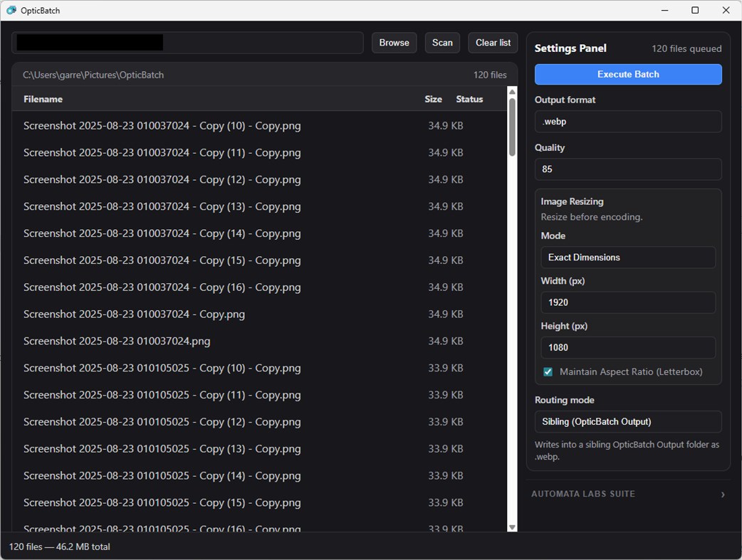 #2. OpticBatch: Bulk Image Resizer & Converter (Windows) Ved: Automata Labs
