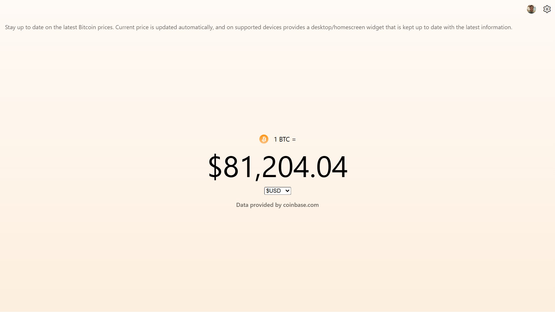 Bitcoin Prices and Widget screenshot