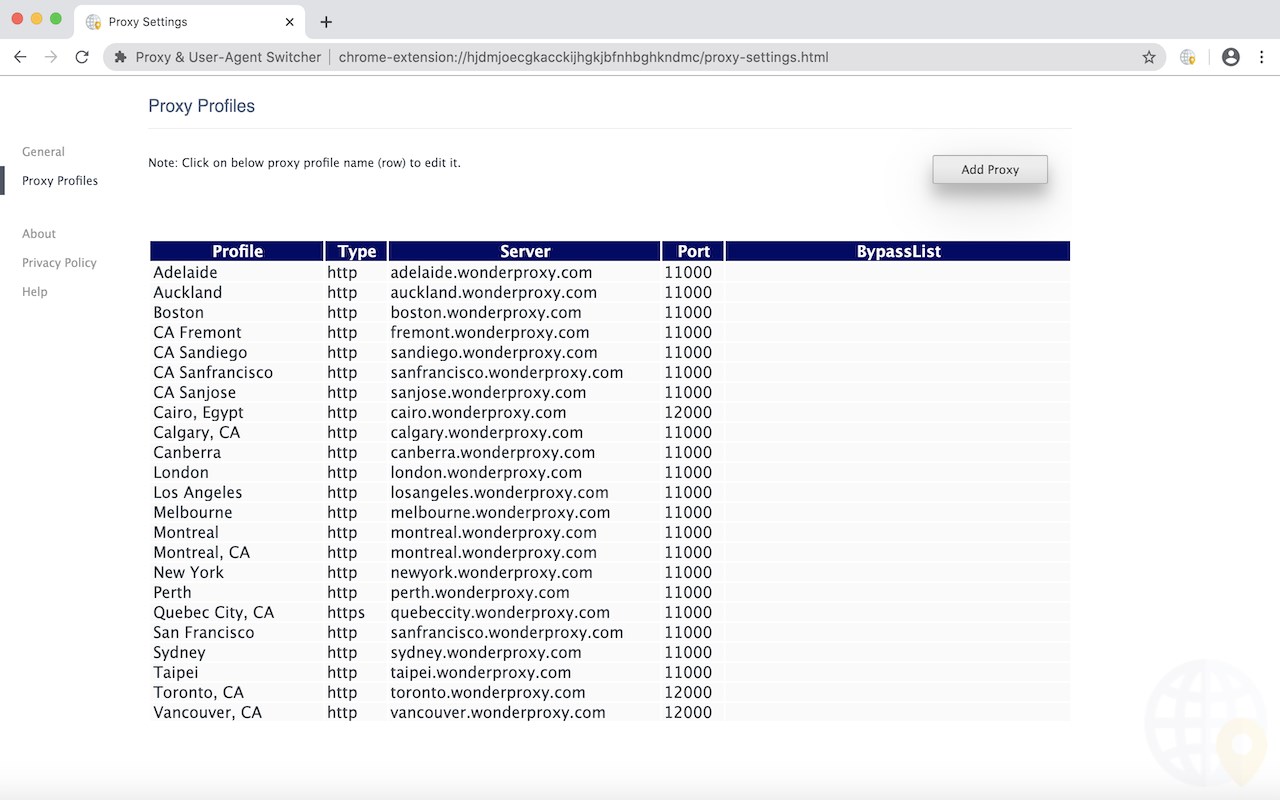 Proxy & User-Agent Switcher