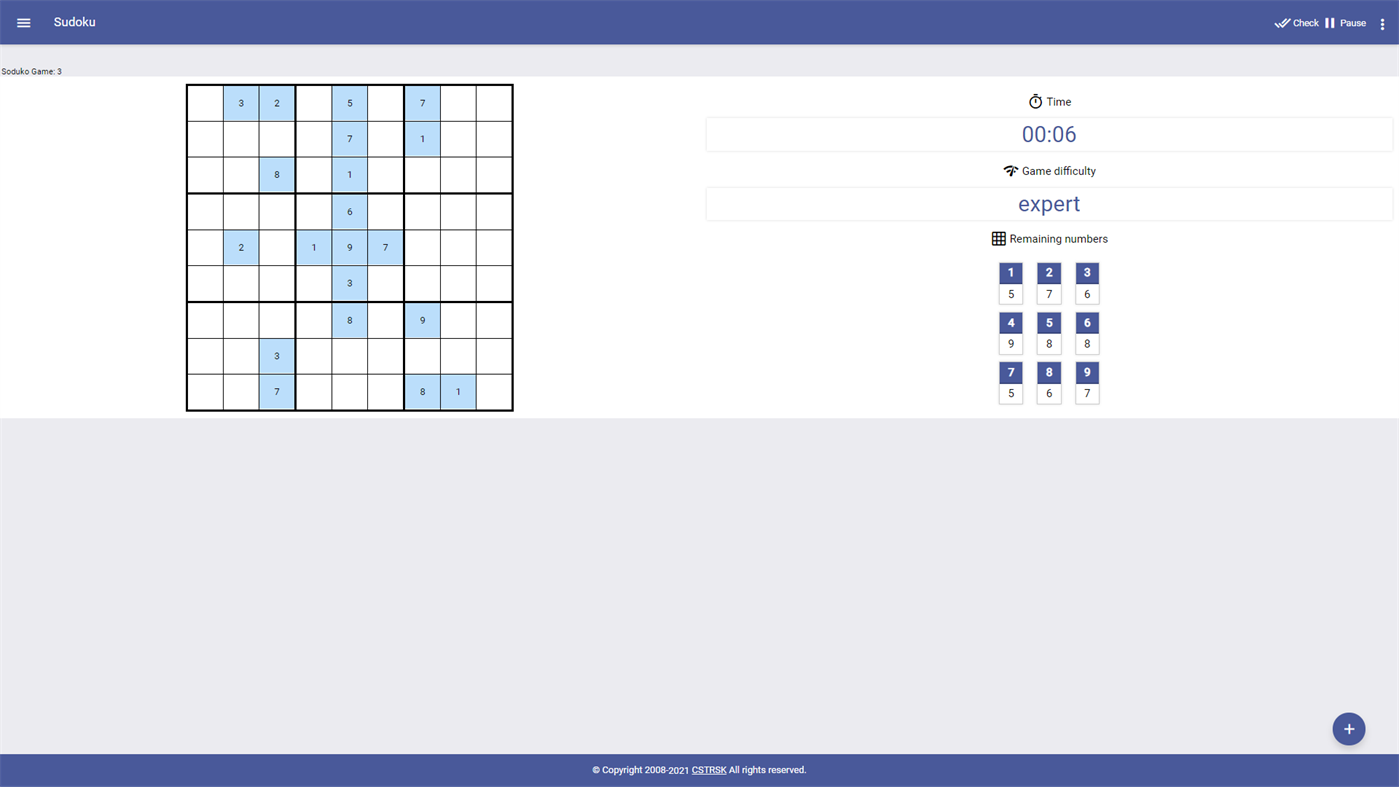#3. Sudoku Play Time (Windows) By: CSTRSK