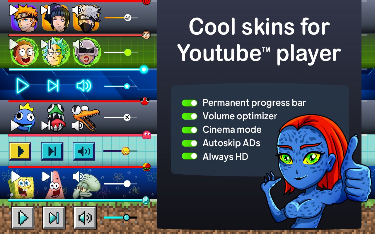 Skins for YouTube player