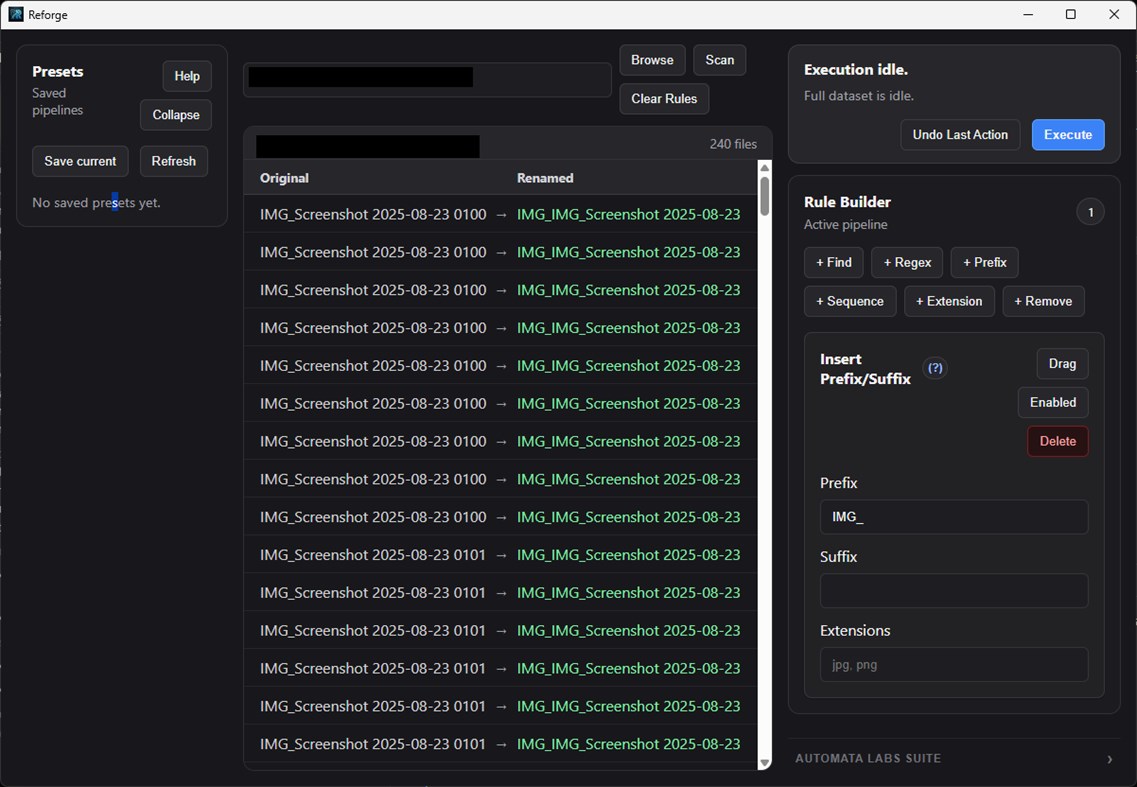 #2. Reforge: Batch File Renamer (Windows) Av: Automata Labs