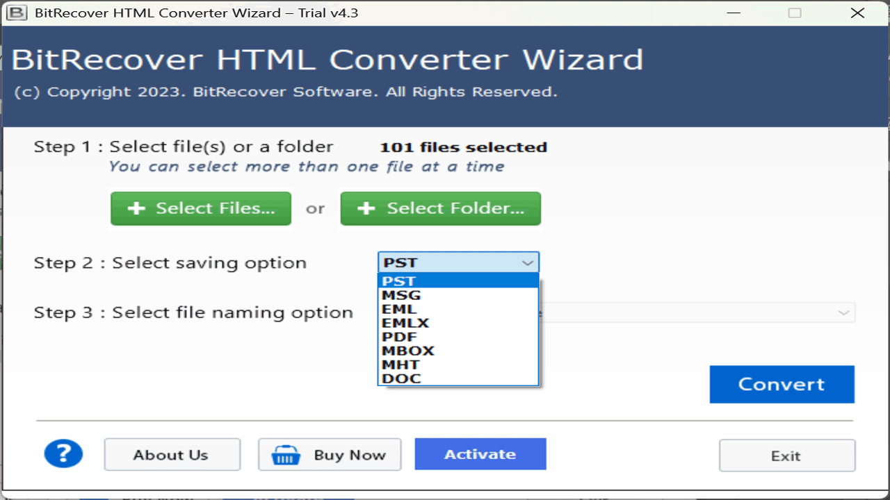Snapshot 4 of BitRecover HTML Converter