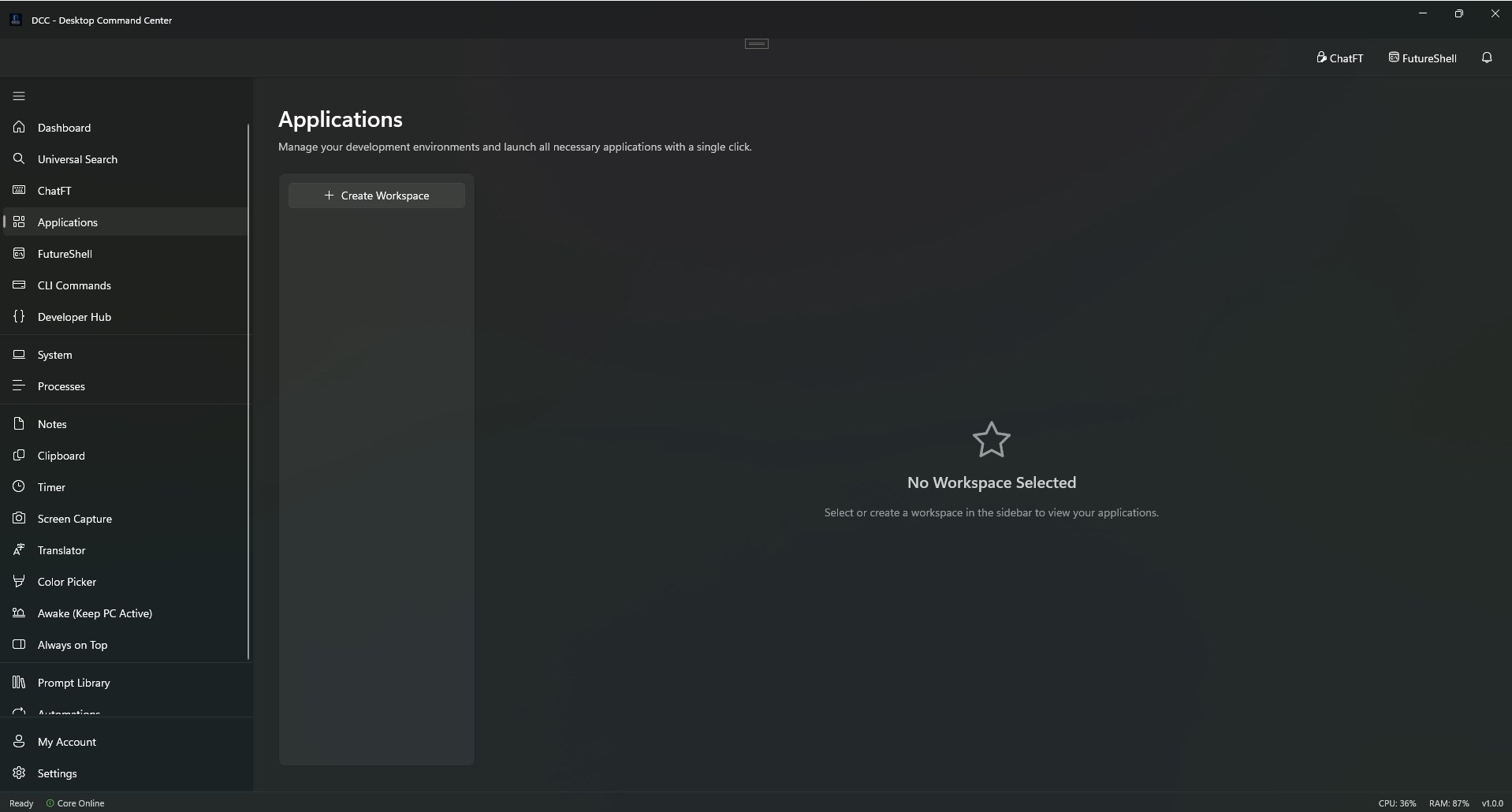 DCC - Desktop Command Center screenshot