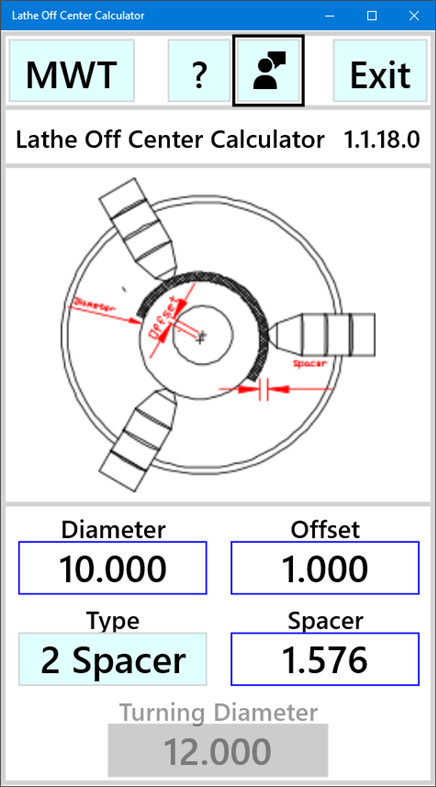 #2. Lathe Off Center Calculator (Windows) Podle: MetalWorkerTools