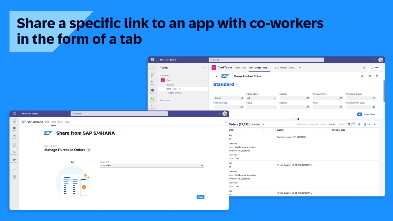 Snapshot 1 of SAP S/4HANA for Microsoft Teams