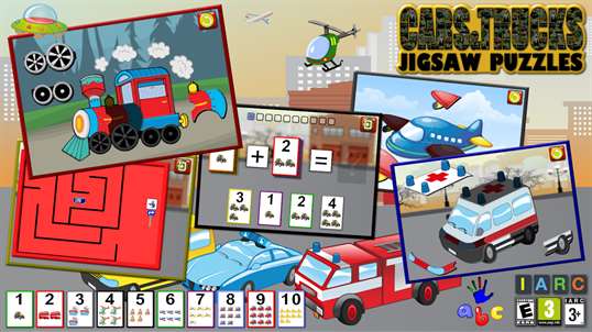 Preschool Car Truck and Engine Jigsaw Puzzle Shapes - learning game teaches matching skills and site reading suitable for toddlers screenshot 1