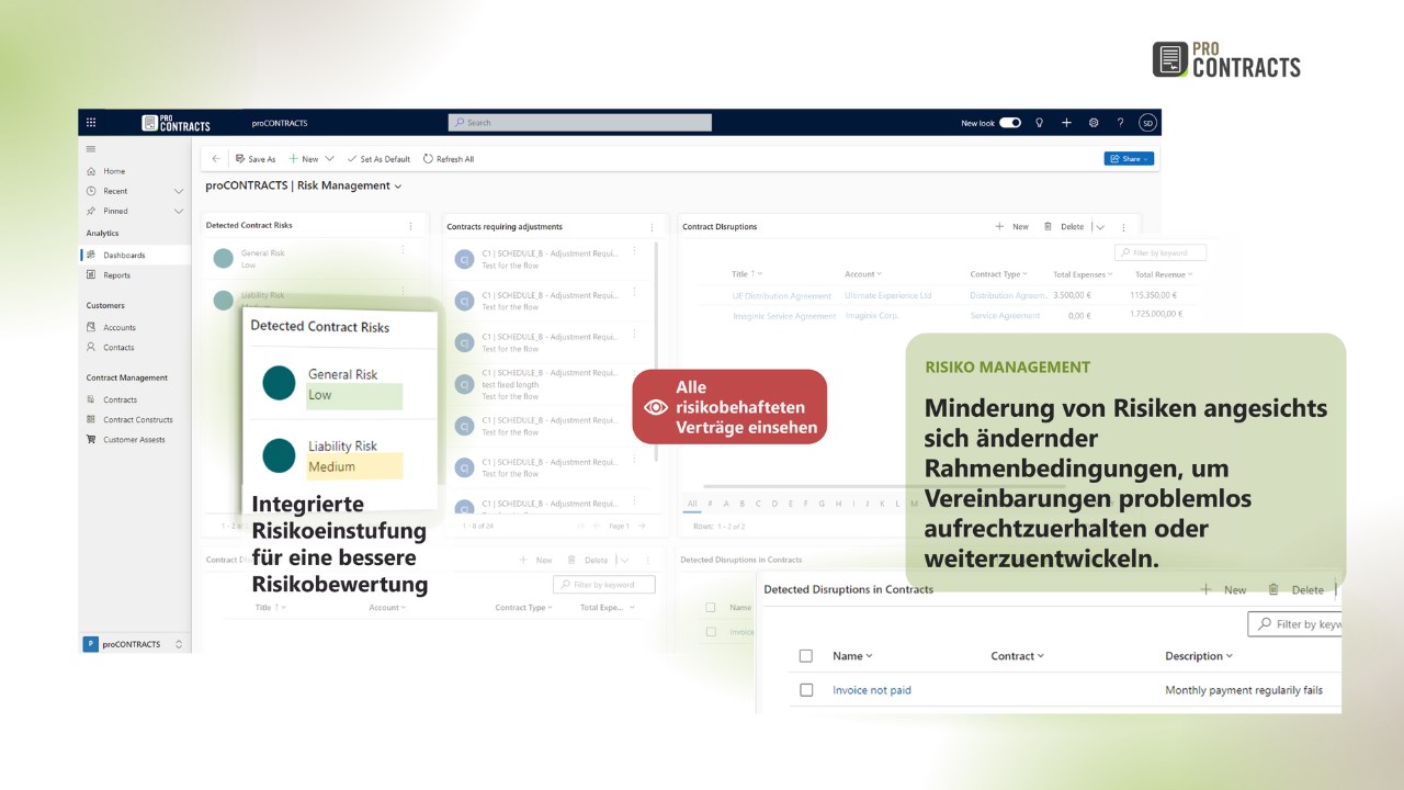 Snapshot 2 of proCONTRACTS Vertragsmanagement für Dynamics 365