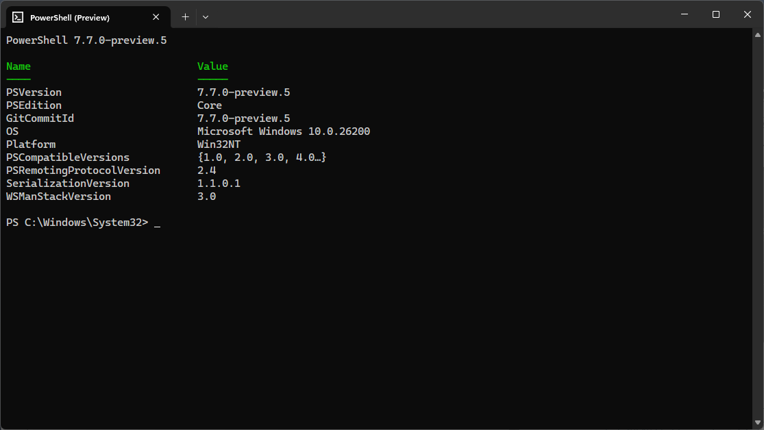 PowerShell Preview screenshot