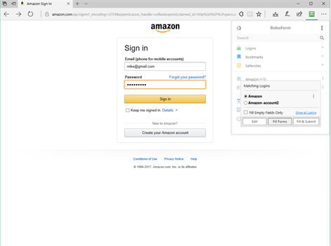 Screenshot: Login to site