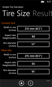 Simple Tire Calculator screenshot 1