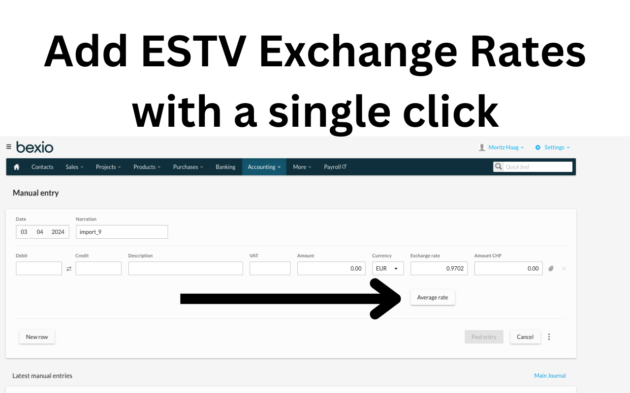 Add monthly average rates in bexio with a click