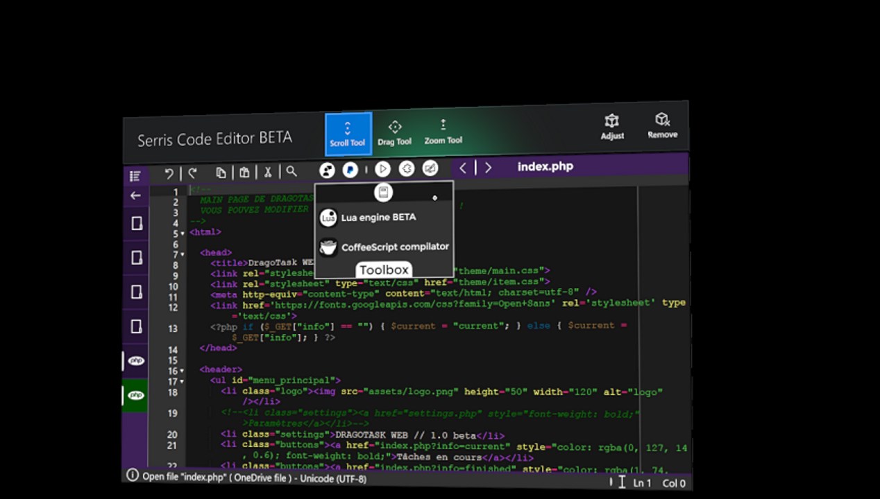 Code editor windows
