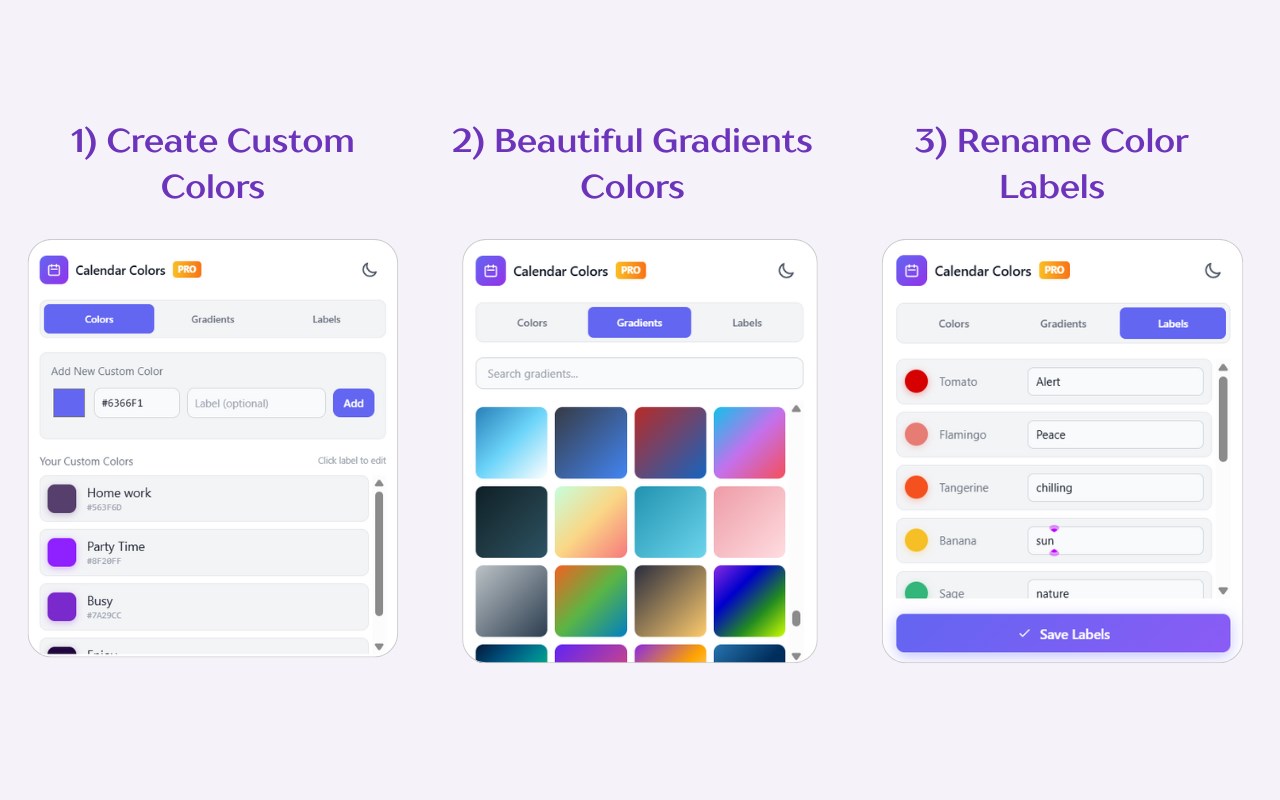 Custom Labels & Colors for Calendar