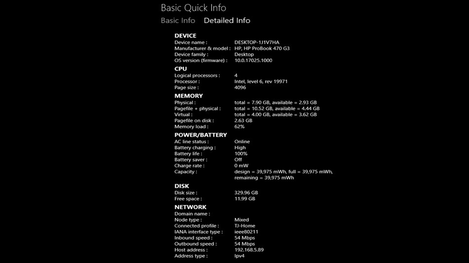 Basic Quick Info (Windows) 由: ZAGApp