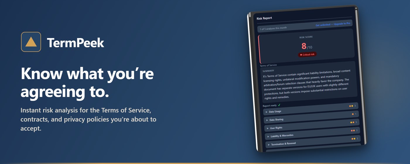 TermPeek — Risk Analyzer for Terms & Privacy