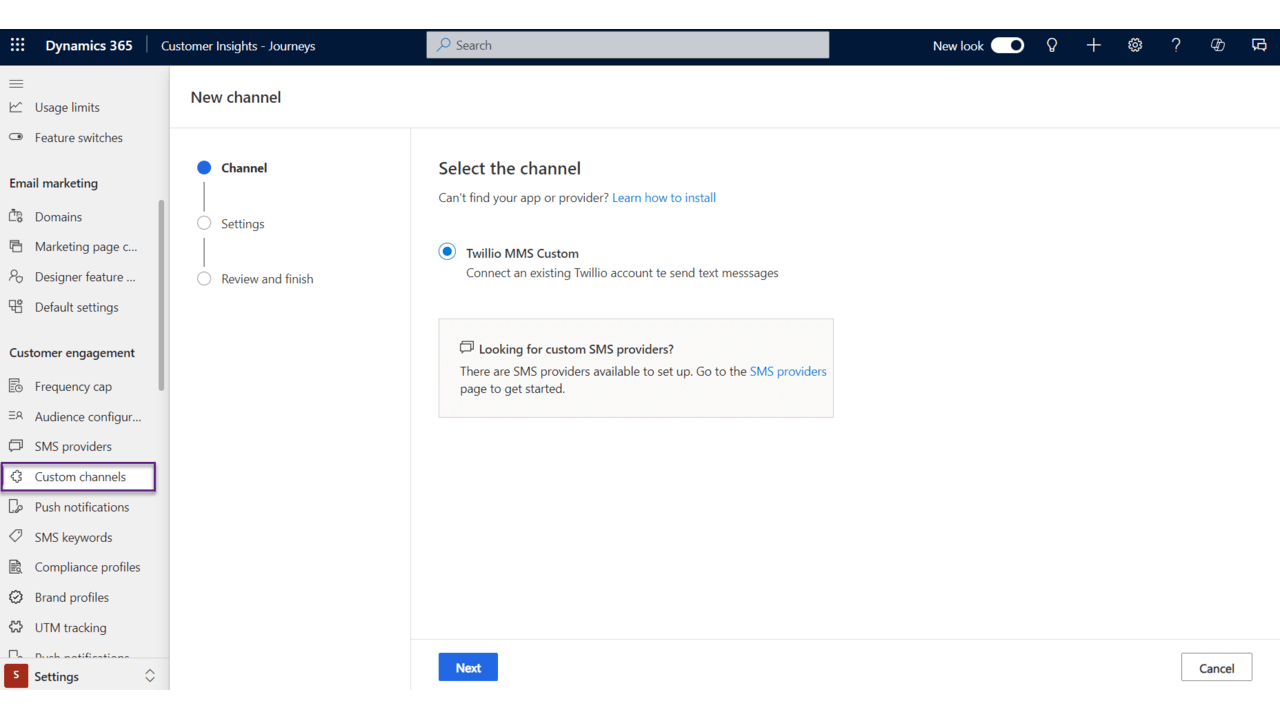 Snapshot 1 of Dynamica MMS for Customer Insights and Journeys