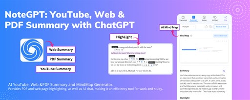 NoteGPT: YouTube Summary, Webpages & PDF Summary marquee promo image