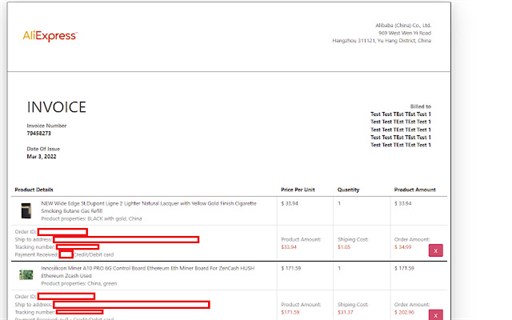 AliBill: Generate AliExpress Invoices Easily