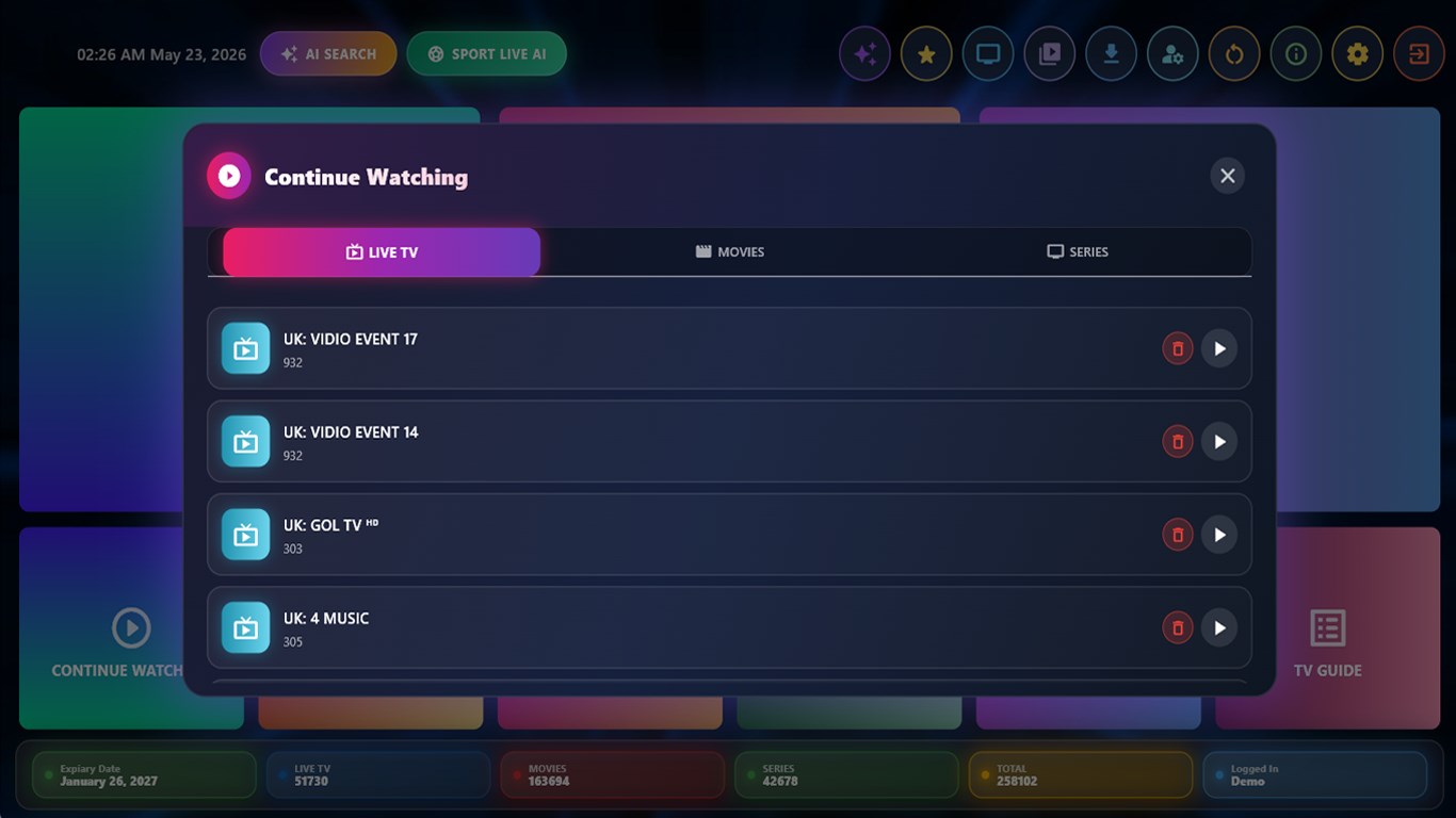 IPTV Smarter for Windows - Live TV screenshot