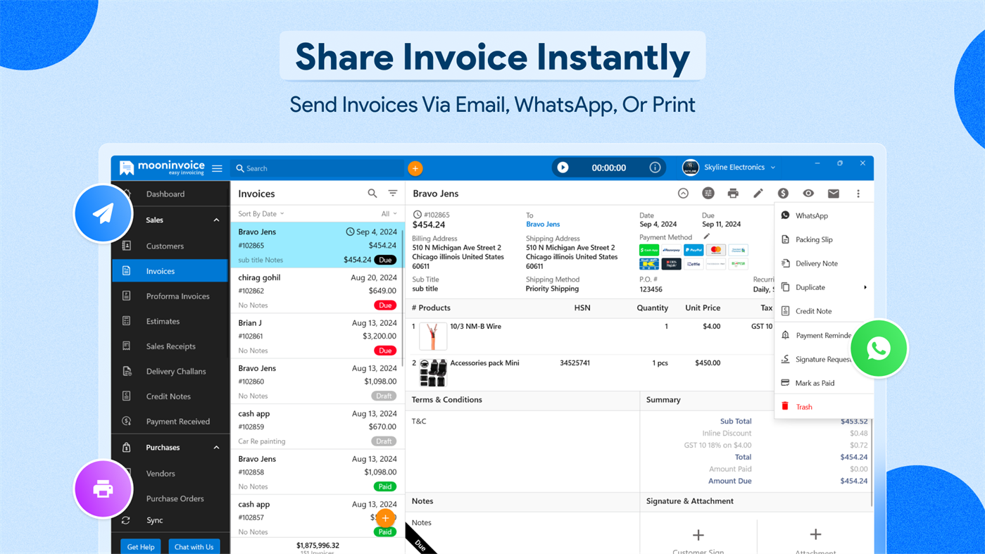 #4. Invoice Maker & Estimate Creator by Moon Invoice (Windows) 来自: Moon Technolabs Pvt. Ltd.