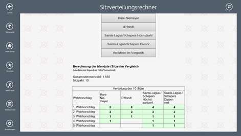 Screenshot: Mandaterechner