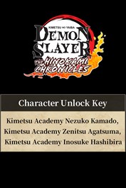 Chave de desbloqueio de personagens: Kimetsu Academy Nezuko Kamado, Kimetsu Academy Zenitsu Agatsuma, Kimetsu Academy Inosuke Hashibira