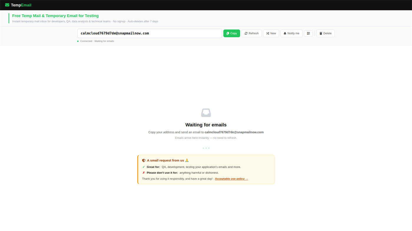 #1. TempEmail (Windows) Fejlesztő: khaja120