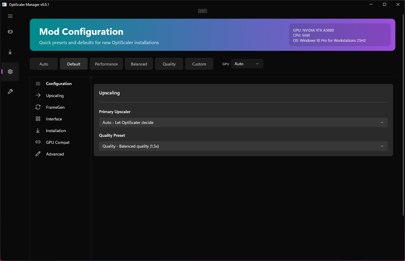 OptiScaler Manager screenshot