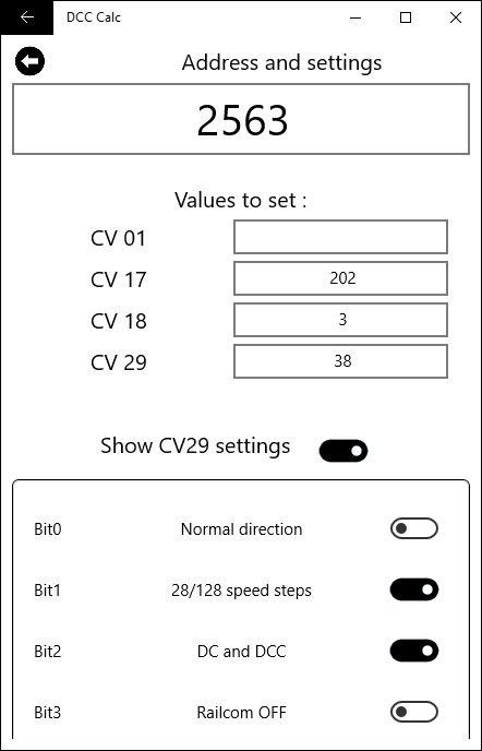 DCC Calc screenshot