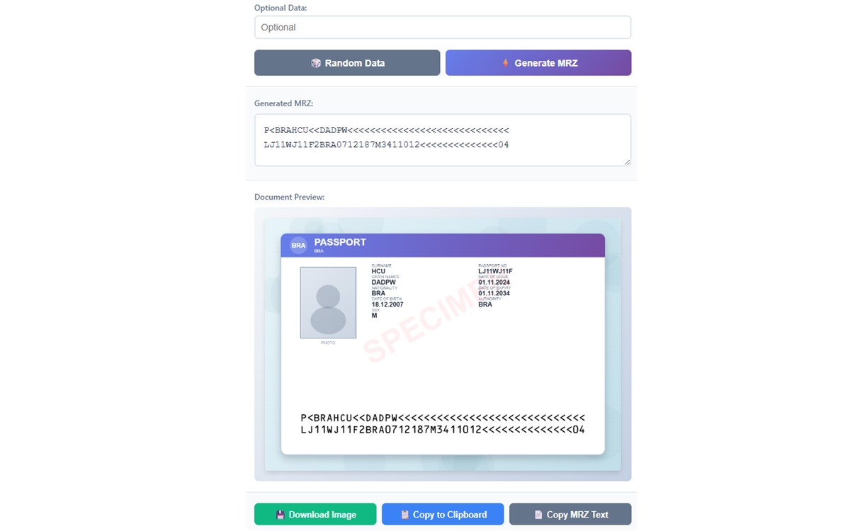 MRZ Generator