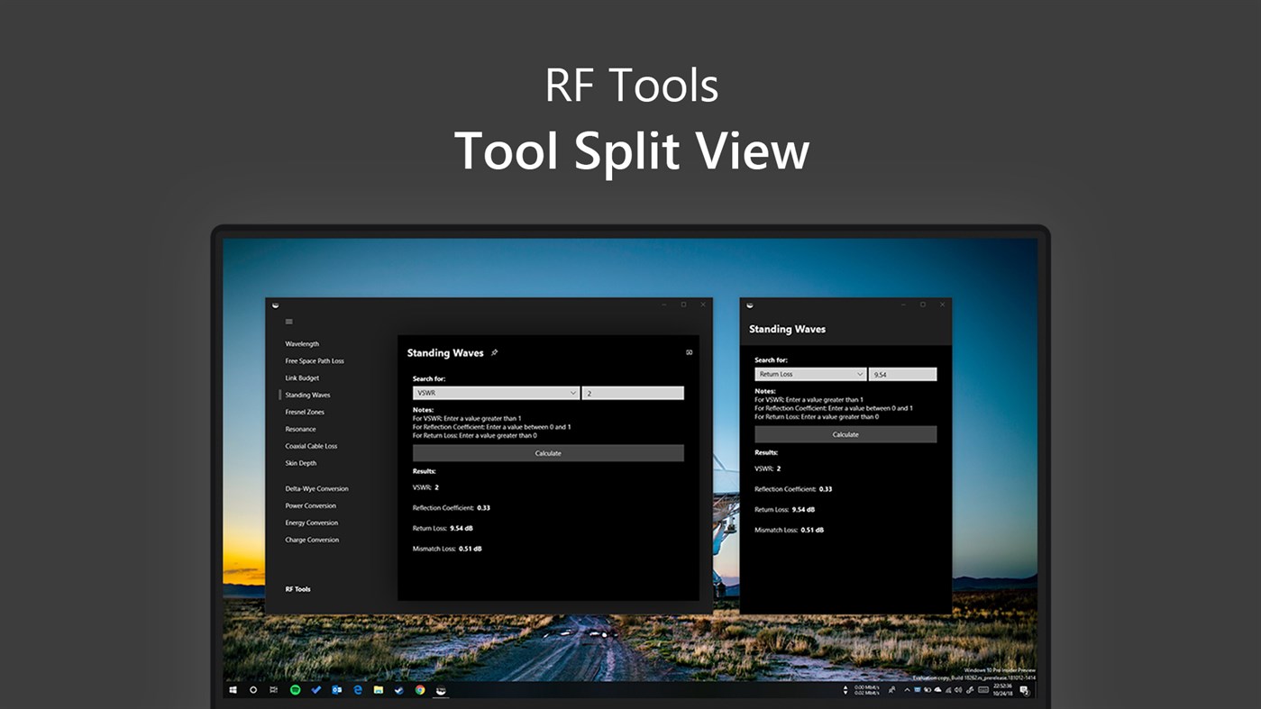 RF Tools split view