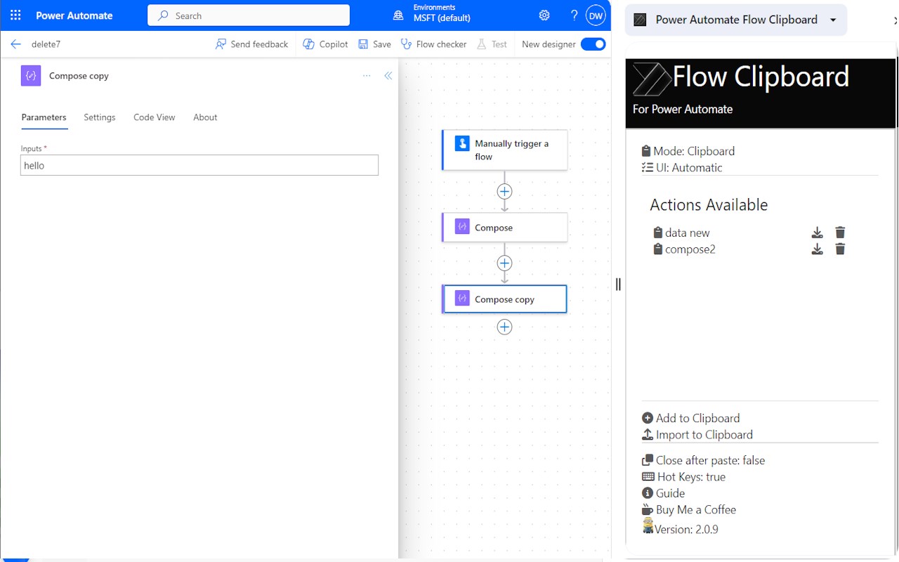 Power Automate Flow Clipboard