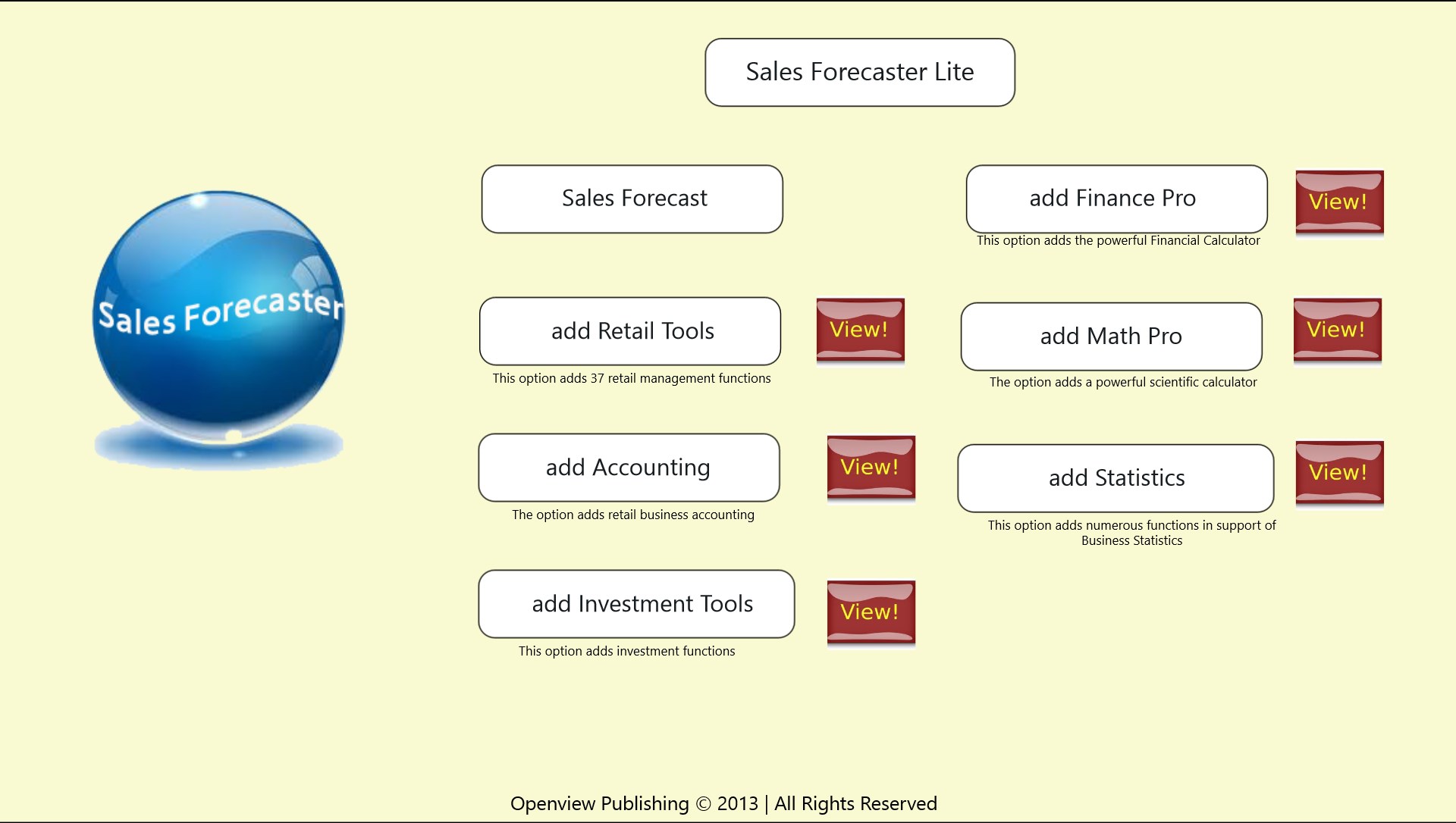 Sales view. Forecasters. Add invest.