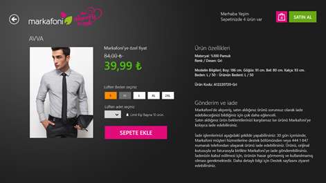 Screenshot: Ürün detay