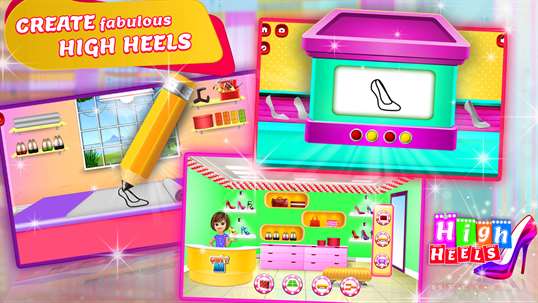 High Heels Shoe Designer Shop - Making and Repairing Game for Girls screenshot 2